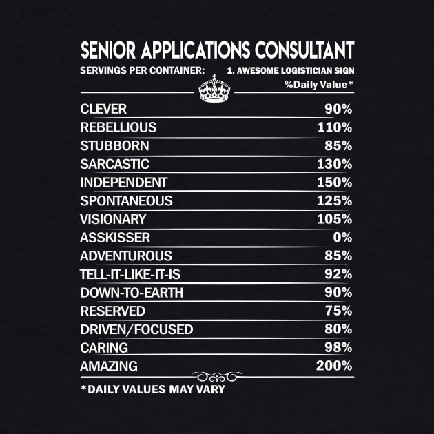 Senior Applications Consultant T Shirt - Senior Applications Consultant Factors Daily Gift Item Tee by Jolly358